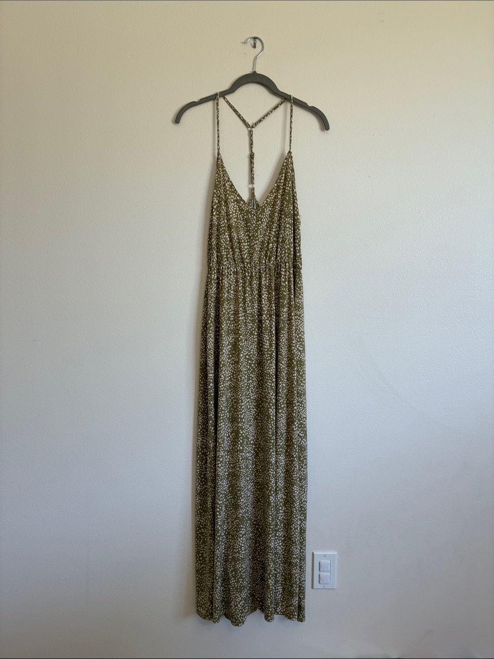 Gilli Olive Green Printed Strappy Maxi Dress